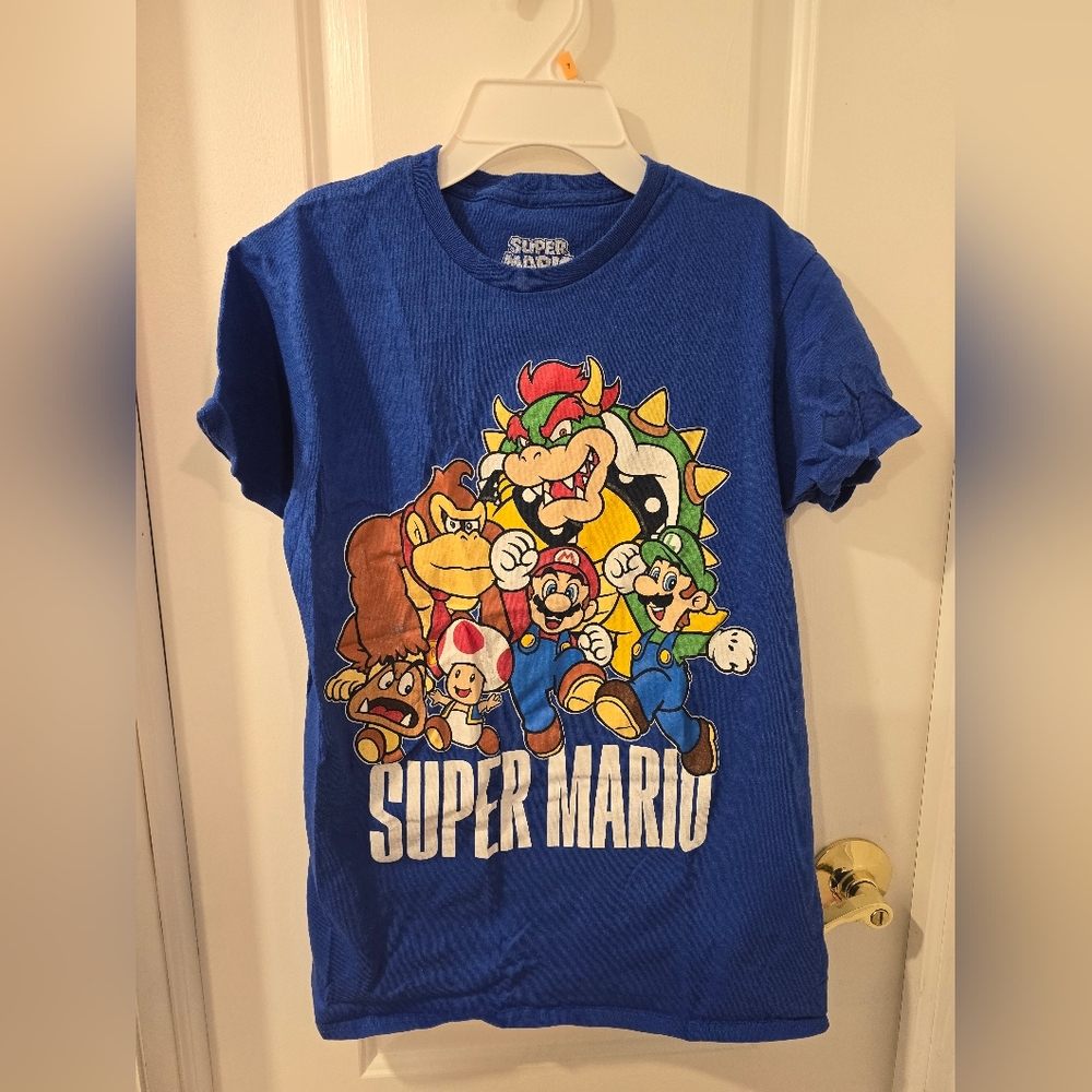 Men’s Super Mario Graphic Tee Blue Size S